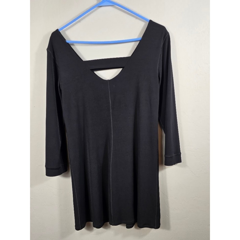Eva Varro‎ Black Dress V Neck 3/4 Sleeve Casual Dressy Tunic Size S
